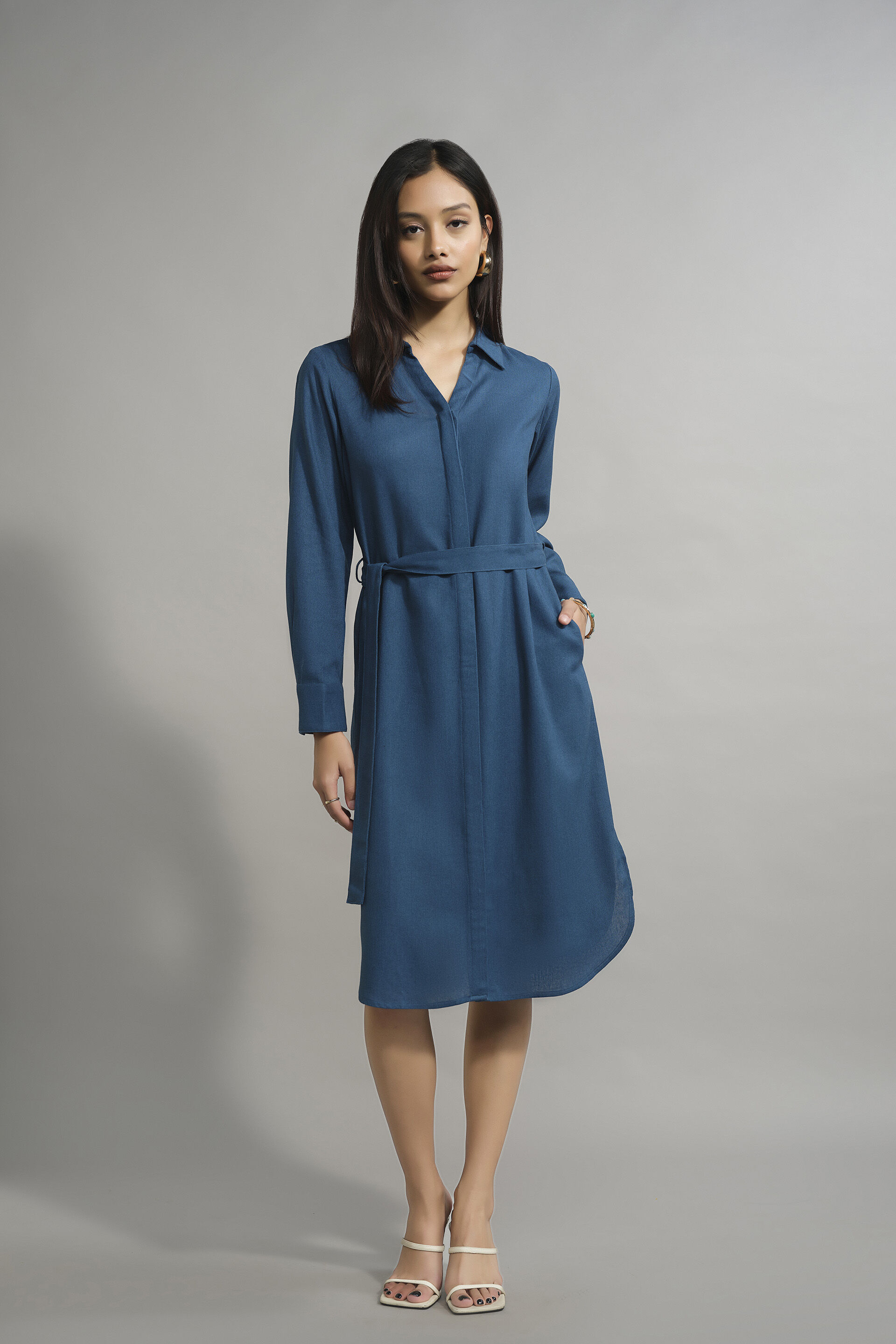 Desk To Dusk Shirt Dress, Teal, image 1